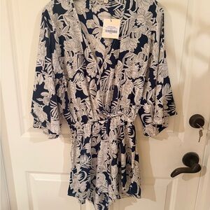 Paani Floral Navy and White Romper